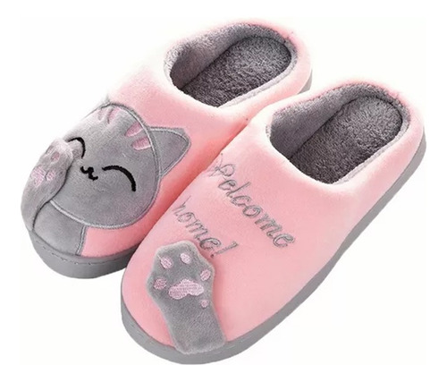 Pantuflas Peluche Gatos Lindas Cómodas Mujer Hombre Parejas