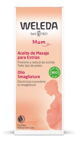 Aceite Para Masaje Para Estrías Weleda Mum Vegano 100 Ml