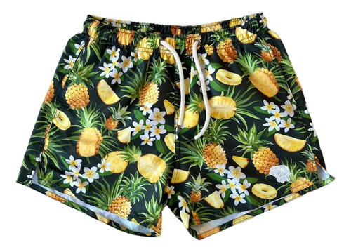 Traje De Baño Hombre Short Malla Piñas Flores Pecora