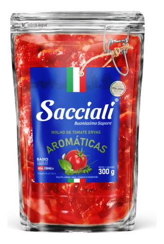 Molho De Tomate C/ Ervas Aromáticas Sem Glúten Sacciali 300g