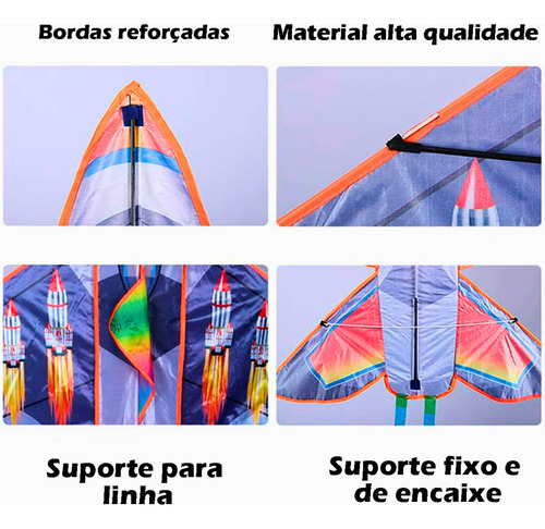 Kit 2 Pipa Gigante De Poliéster Colorida + Linha Nylon Cor Sortidas
