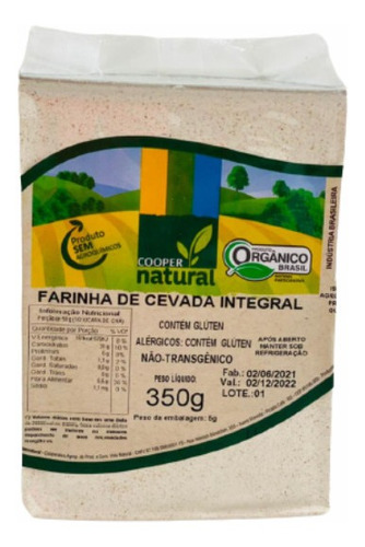 Kit 3x: Farinha Cevada Integral Orgânica Coopernatural 350g