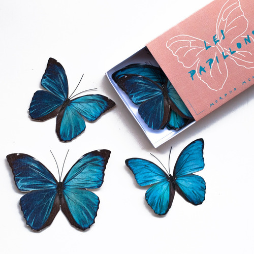 Set De 24 Mariposa Azul 3d Autoadhesiva Decoración Pared 