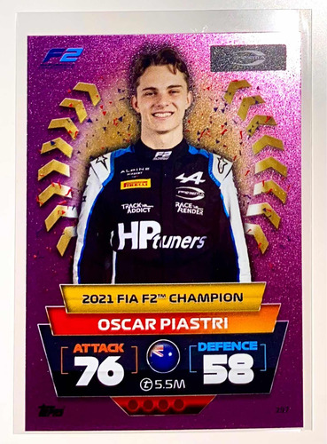 Tarjeta Topps Formula 1 Oscar Piastri F2 Champion Pink Foil