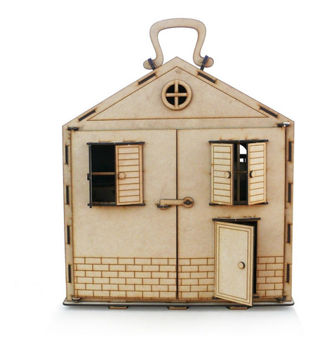 Casita Fibrofacil Casa Lolita Valija + 32 Muebles + Tobogan