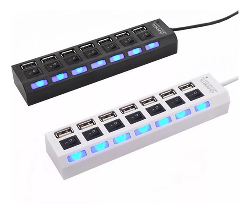 Hub 7 Puertos Indicador Luz Led  Multi Usb 2.0 