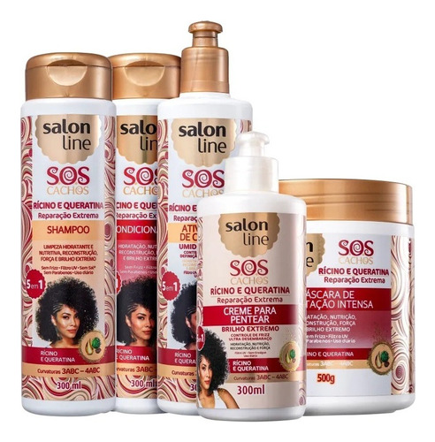 Salon Line Sos Rícino E Queratina Kit Completo 5 Produtos