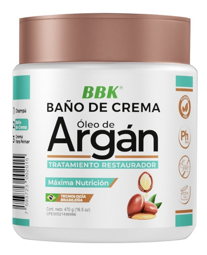 Baño De Crema Óleo De Argán Bigbangkeratin 470g Sin Sal