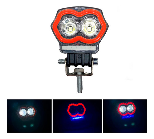 Faro Led Moto Auto Buho Blanco Flash Rojo/azul Estrobo C/usb