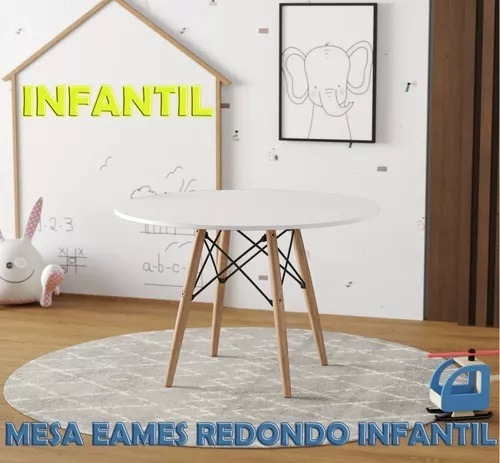 Mesa Charles Eames Eiffel Evolux Infantil Branca Cor Da Tampa Branco