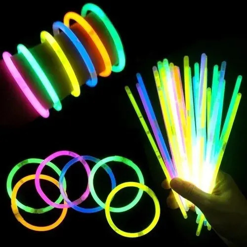 Pulseira Neon 100 Unidades Festa Brilha no Escuro 20cm 8h Duração