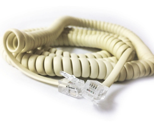 Cable Teléfono Fax Con Conectores Rj11 3m Espiral Marfil