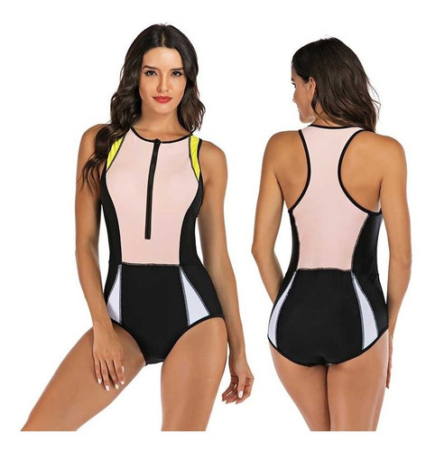 Imagen 3 de 3 de Traje De Baño 1 Pieza Dama Cierre Frontal Mujer Natación