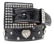 Comprar Cinto Feminino Fivela Strass Cinto Country Pedraria Cowgirl Cor Preto\u002Fcoração\u002Ffivela Quadrada Preta Tamanho 95 Cm Veste 44