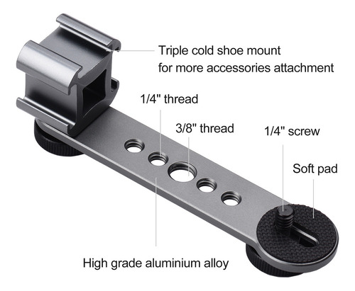 Z Soporte Triple Cold Shoe Con Rosca De 1/4.3/8 Para Estabil