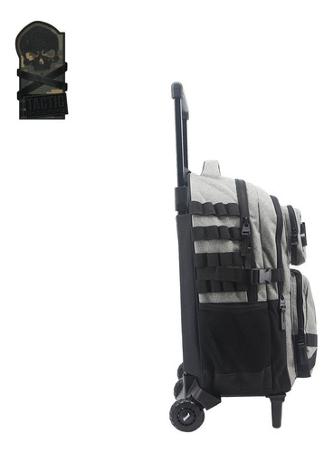Mochila Carro Lsyd Tactic Skull 18 PLG Premium 94.6034 Color Verde Musgo Diseño De La Tela Lisa