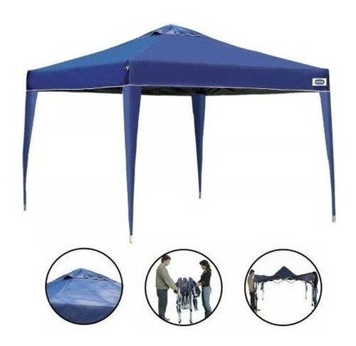 Tenda Articulada Monta Facil 3x3m Gazebo Praia Piscina Mor Cor Azul