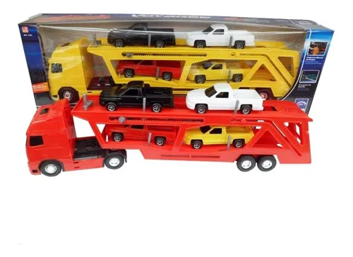 Camión Grande Trailer 54cm +4 Camioneta Sube Baja Rampa Roma Color Rojo, amarillo, blanco, azul y verde, naranja