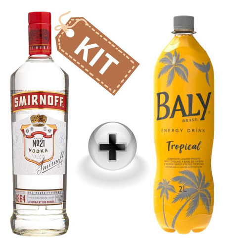 Combo Vodka Smirnoff 1 Litro Com Energético Baly Tropical 2l