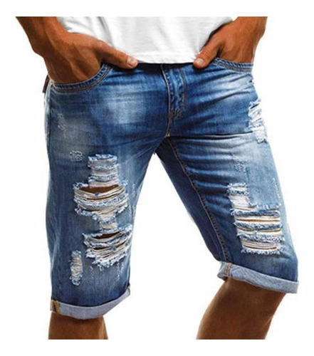 Pantalones Cortos De Mezclilla Rasgados Para Hombre, Hasta L