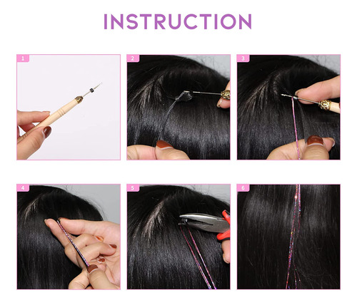 Osprey 47-inch Hair Tinsel Extensions Kit With Tool - 12 Vib