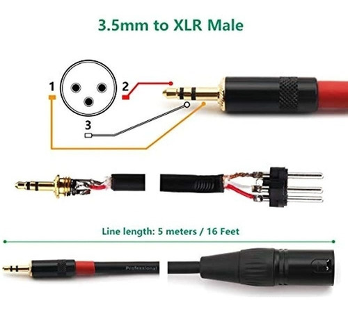 Nanyi 3,5 Mm (1/8 Pulgadas) Trs Estéreo Macho A Xlr Macho Ca