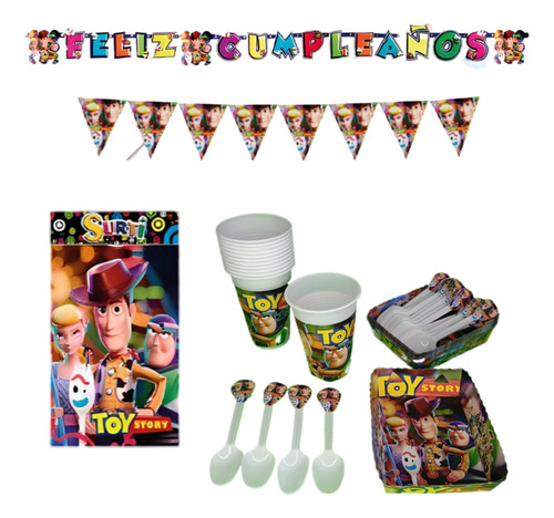 Kit Decoracion Completo Vasos+platos Toy Story 24niños