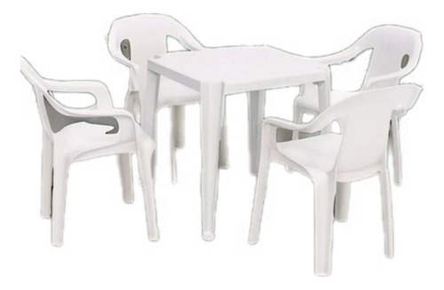 Conjunto De Mesa E 4 Cadeiras Plasticas Spazio - 182  Kg