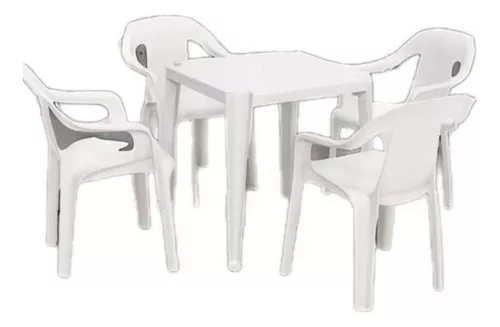 Conjunto de Mesa com Poltrona Spazio cor Branca - Rei do Plástico