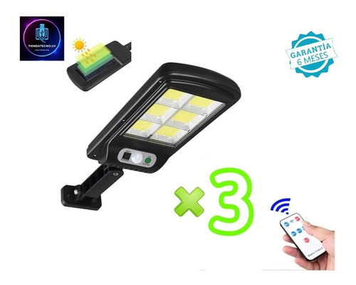 Imagen 1 de 8 de 3 Lamparas Luz Foco Solar 240 Led Exterior C/ Sensor,control