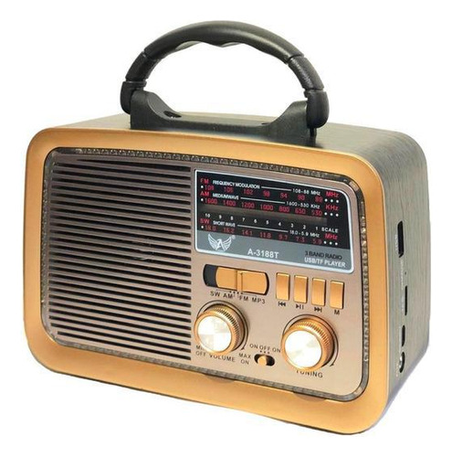 Caixa Som Antiga Radio Portátil Retro Bluetooth Fm Am Sd Usb