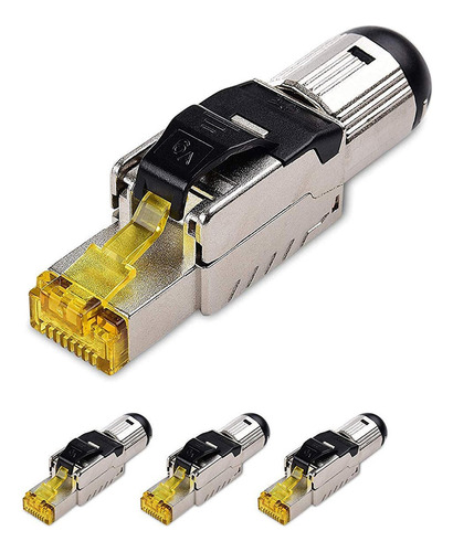 Conector Ethernet Industrial Cat8 Rj45 De 4 Piezas, Campo Bl