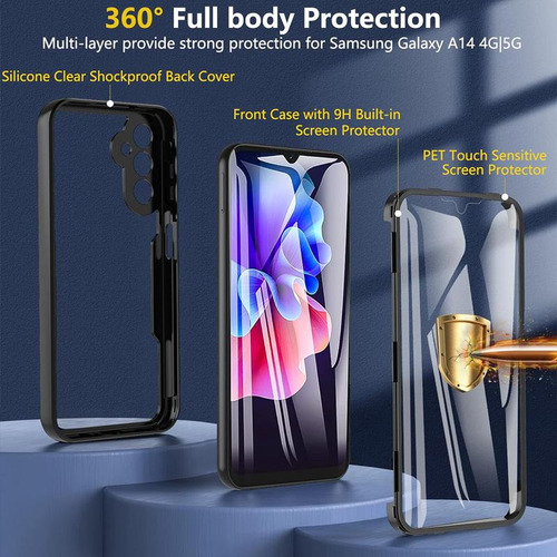 Funda Protectora De Pantalla 360 De Cuerpo Completo Transparente Para Samsung Galaxy A05 A05s A15 A25 A35 A55, Funda De Teléfono A Prueba De Golpes