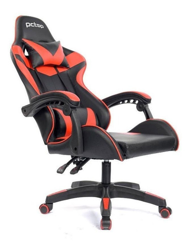 Imagem 2 de 3 de Cadeira de escritório Pctop Strike 1005 gamer preta e vermelha com estofado de couro sintético