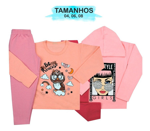 Imagem 5 de 8 de Kit 4 Conjunto Moletom Infantil De Frio Menina