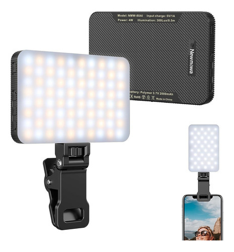 Luz Negra Recargable For Selfies, Luz De Vídeo Portátil