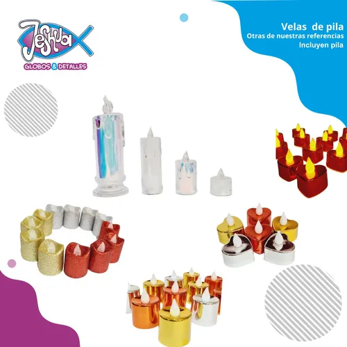 Vela Tornasol Luz Led Con Pilas Navidad X1