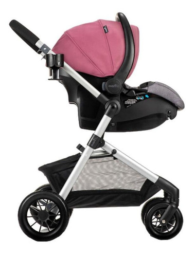 Carriola de paseo travel system Evenflo Pivot modular travel system dusty rose con chasis color plateado