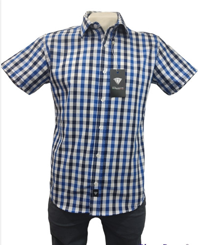 Camisa Giorgio Berlucchi Cuadros Chicos 08 Bco Mno Rey