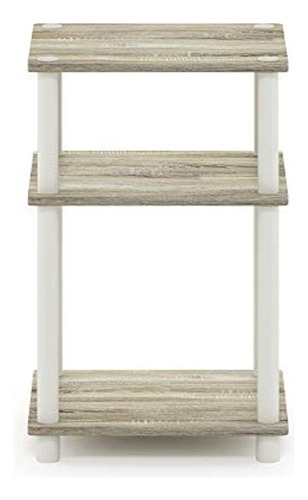 Mesa Auxiliar Furinno Just De 3 Niveles, Paquete De 1, Roble