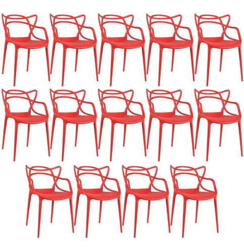 Kit - 14 X Cadeiras Masters - Allegra - Polipropileno - Estrutura da cadeira Vermelho