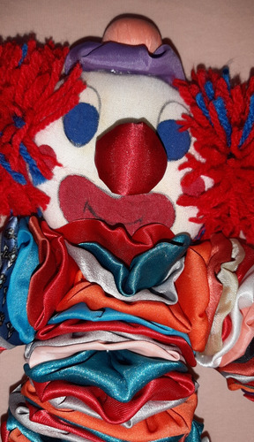 Lote Boneca Pano Artesanal/2 Palhaços Fuxico Cetim Seminovos