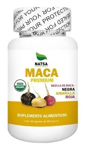 Natsa Maca Premium Mezcla Amarilla, Roja Y Negra 60 Caps Sfn