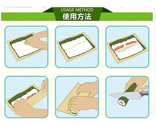 Greenyellow Bamboo Sushi Kit Rolling Mat Con Arroz Paddle Se Green/yellow