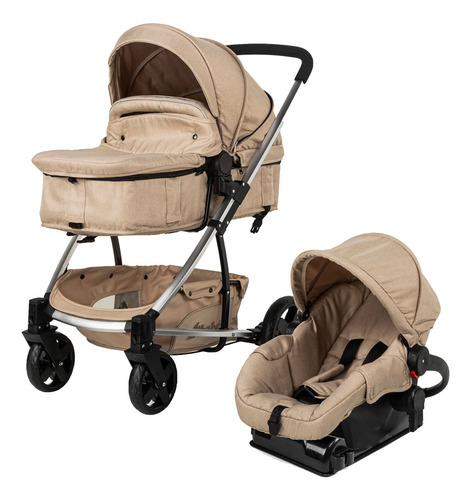 Carriola de Bebe Travel System de Paseo D'bebé Eclipse Color Beige Chasis Plateado