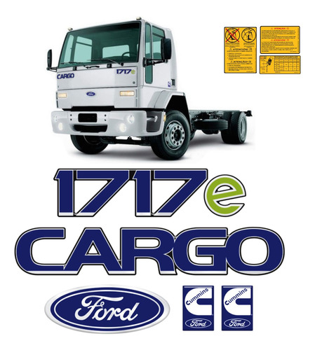 Kit Emblemas Cargo 1717e Adesivos Caminhão Ford Cummins
