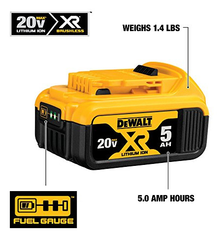 Dewalt 20v Max Xr 20v Bateria, 5.0-ah, Paquete De 2 Piezas