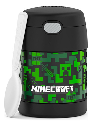 Thermos Minecraft Botella Funtainer De Acero Inoxidable Color Negro