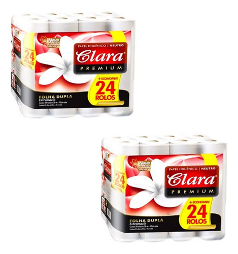 Papel Higiénico Clara Doble Hoja Prem. 30m X24  Pack X2 Ltc