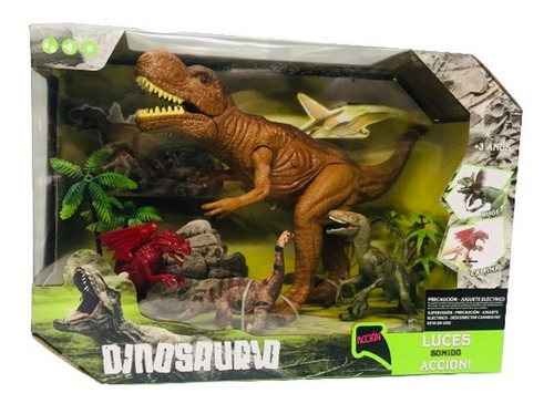 Set Dinosaurios Con T-rex Luz Sonido Casa Valente